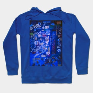 Blue Graffiti Tag Stickers NYC Hoodie